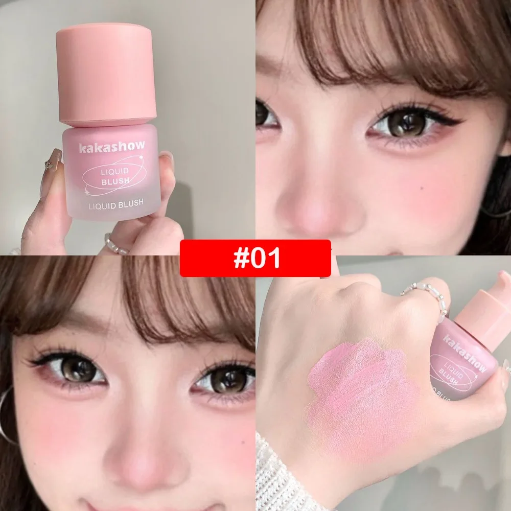 6 Colors Liquid Blush Pressed Type Color Enhancing Cheek Liquid Blush Cream Longlasting Moisturizing Makeup Rouge