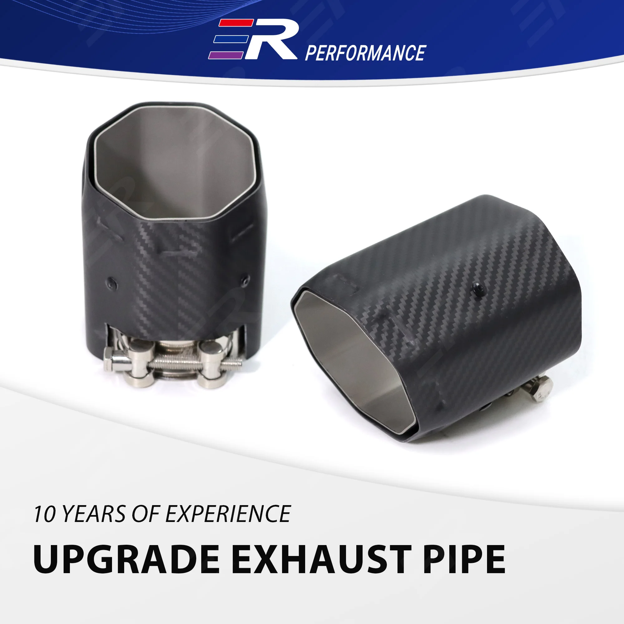 1PCS ER Octagon Shape Exhaust Tips Real matte Carbon Fiber stainless steel car nozzles pipe modification Muffler Tail Tips