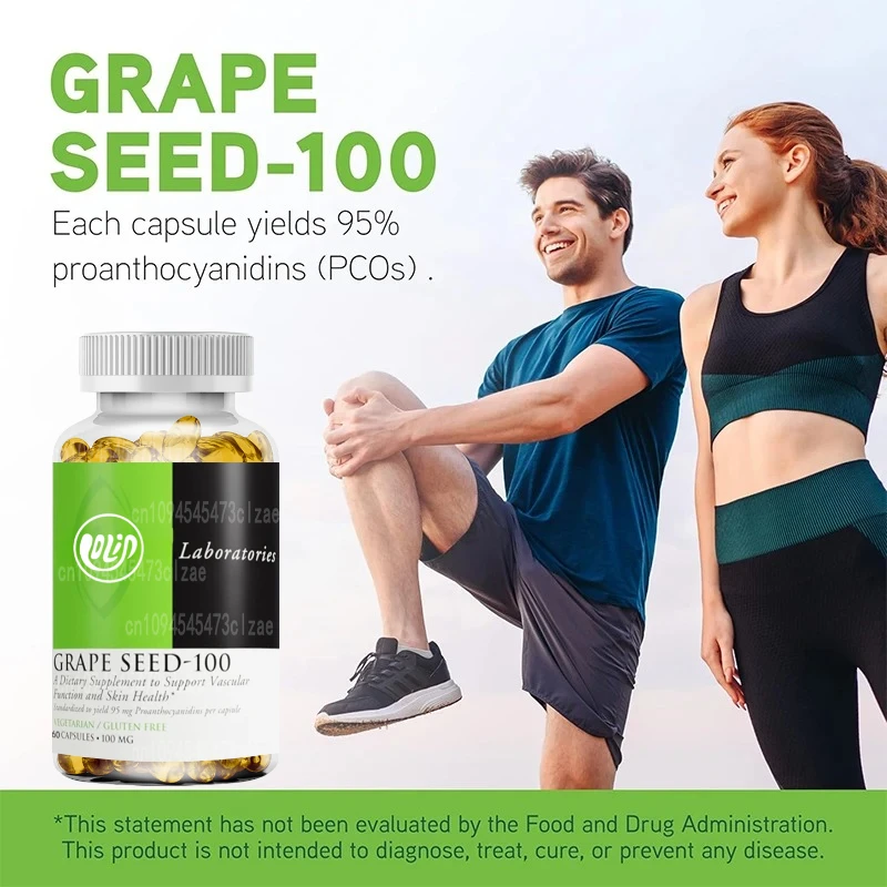 A Dietary Supplement That Supports Vascular Function and Healthy Skin - Containing 100mg Grape Seed Extract and 60 Capsules