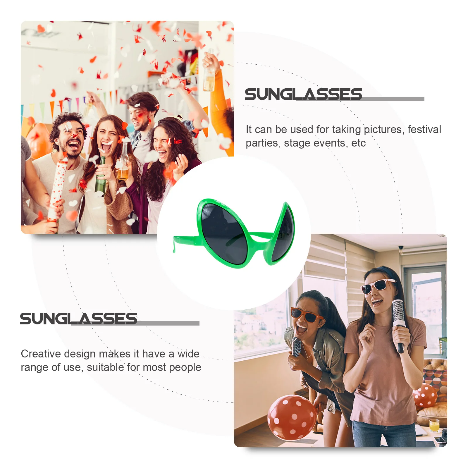 2 pçs óculos de sol engraçados plástico adereços de festa de grandes dimensões para festival traje acessório legal verão óculos vestir-se óculos