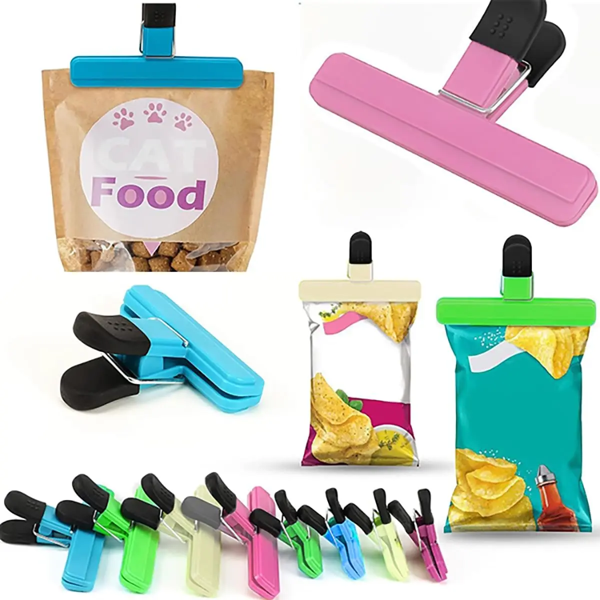 Robuste, Verstärkte Lebensmittel-Verschlussclips, Multifunktionale Farbige Starke Verschlussclips, Reißfeste Feuchtigkeitsbeständige Snack-Clips