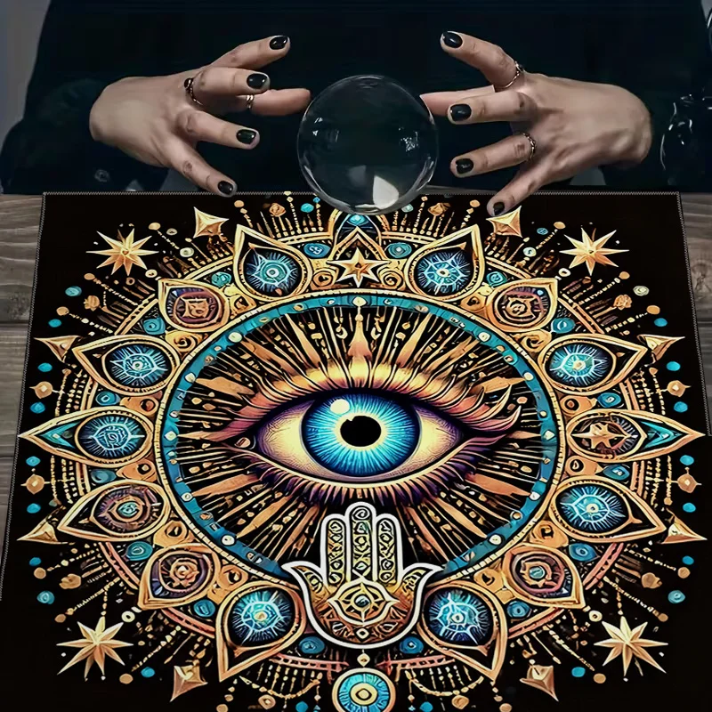Boho Tarot Tablecloth Mystical Astrology Reading Mat Divination Cloth Spiritual Occult Ceremony Square Tapestry Decor 60x60cm Ta