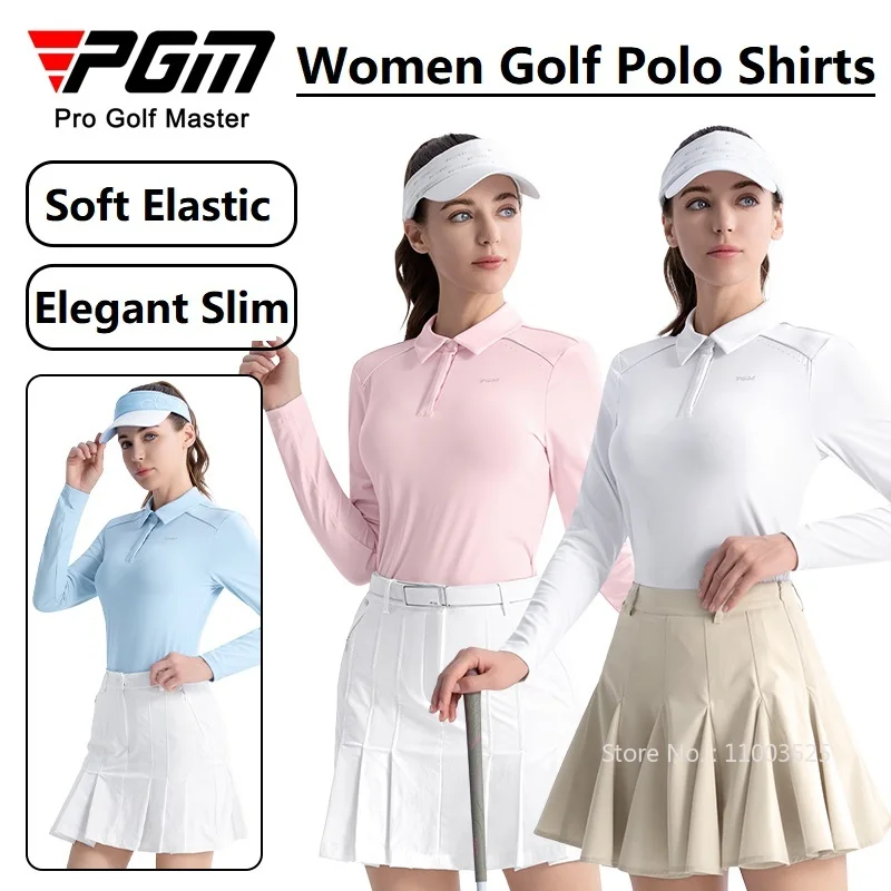 Pgm Golf Tennis Baseball Shirt Women Long Sleeved Polo Shirt Autumn Spring Lady Sports Tops Trainning Bouse Soft Skin-Friendly