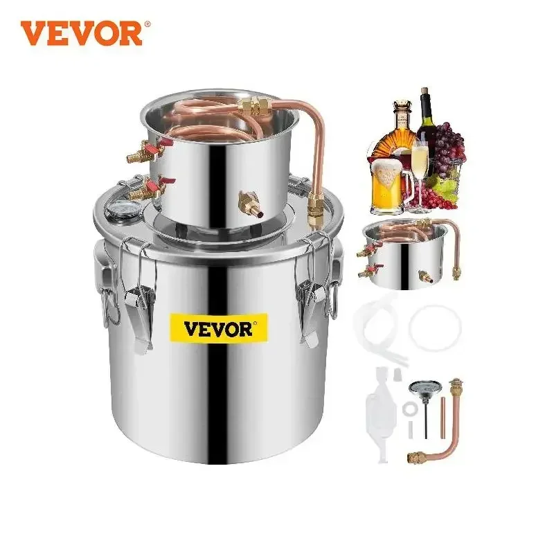 VEVOR 3/5/8 GAL Water Alcohol Distiller Copper Wine Making Boiler Multi Home DIY Brewing Distilling Kit for Fruit Wine Brandy