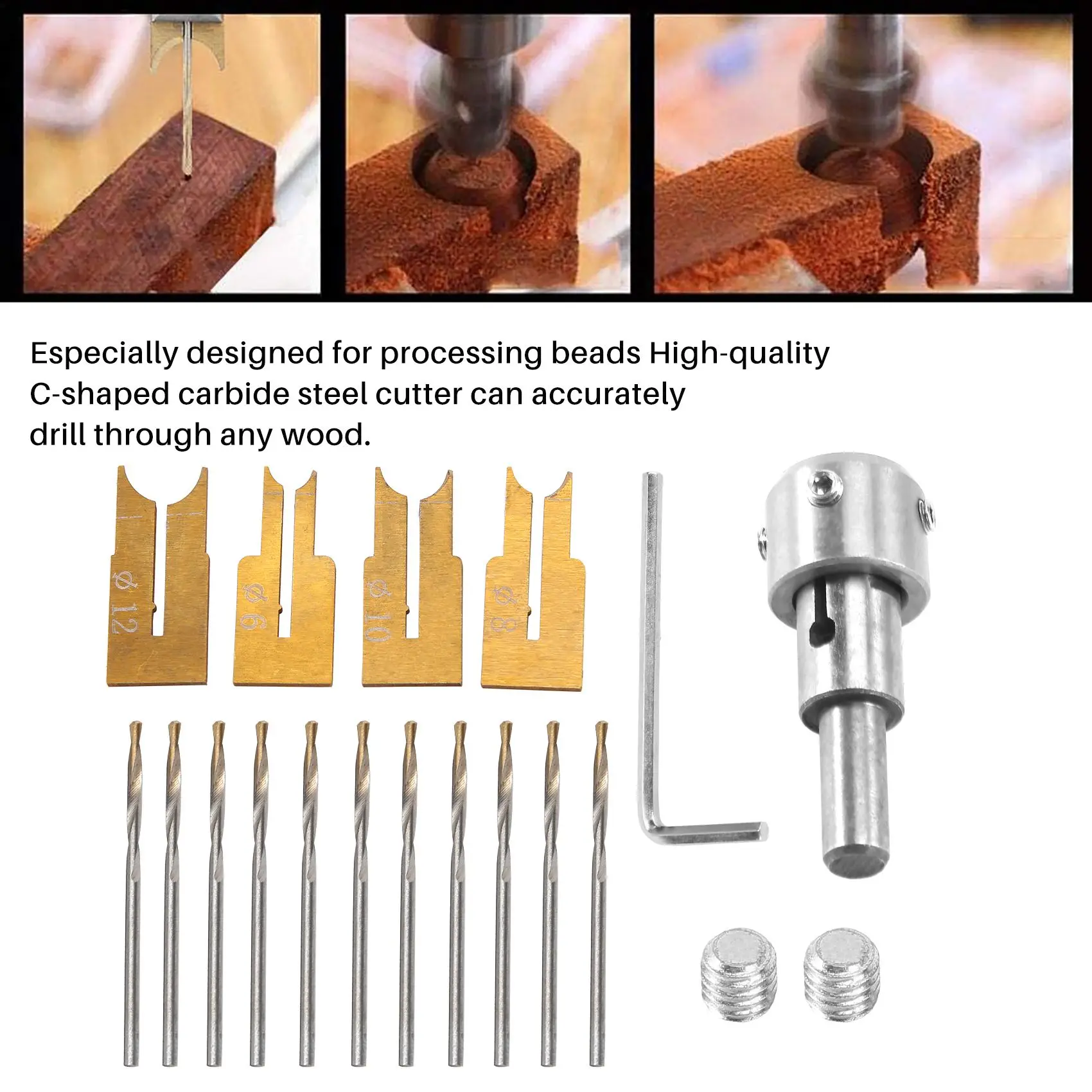 Juego de brocas de cuentas de madera, cortador de fresado de hoja de bola, 24 piezas, carburo cementado, cuentas esféricas de Buda, Kit de herramientas para carpintería