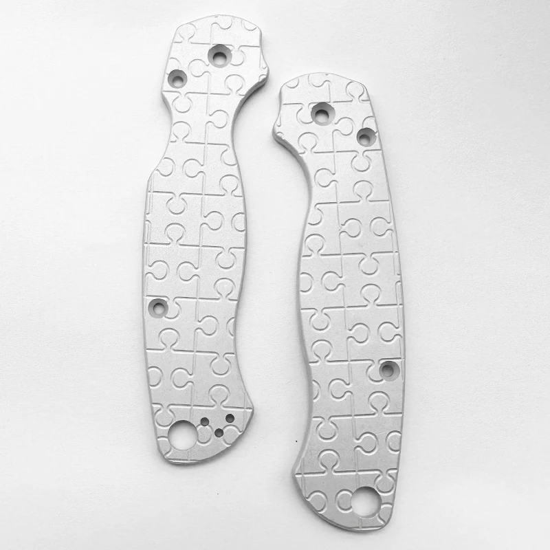 1Pair Aluminum Custom Jigsaw pattern Knife Handle Scale Patches For Genuine Spyderco Paramilitary2 C81 Knives Grip Make Replace