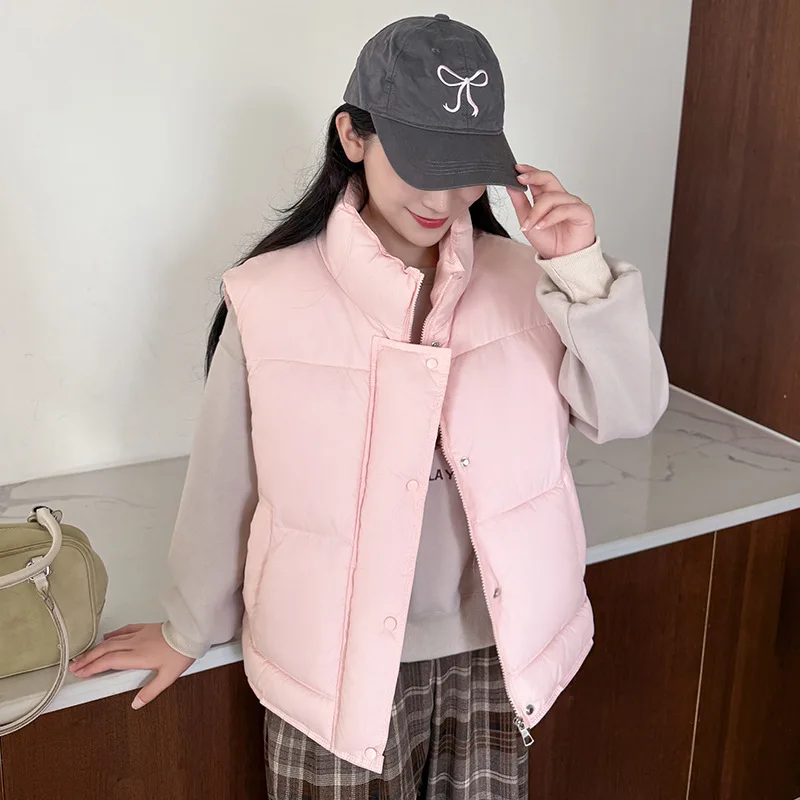 Women Solid Parkas Vest Coats Oversize Jacket Sleeveless Drawstring Hem Zipper Thick Loose Casual Office Lady Autumn Winter 2025