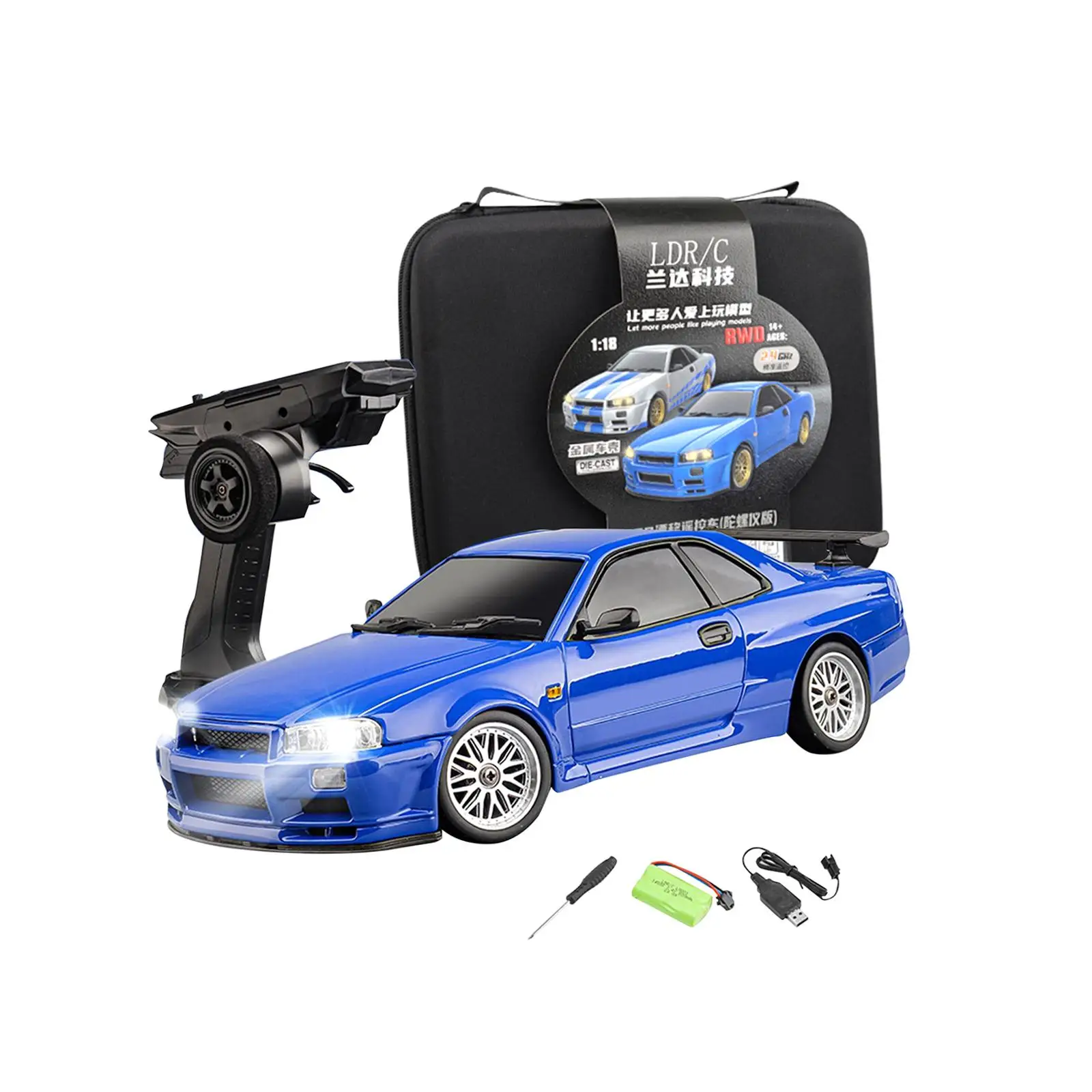 1:18 RC Drifting Car Rear Wheel Drive System Sport Race 4WD Technology Drift RC Car Model Car with Lights Present Adults Kids