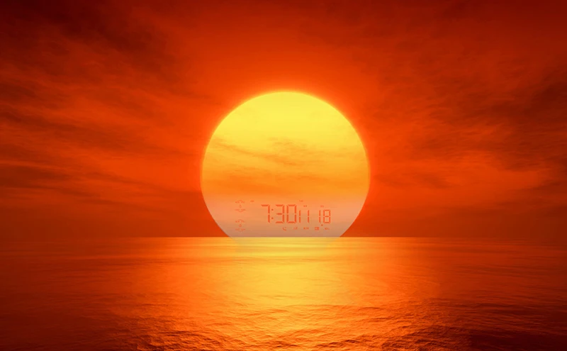 Wecklicht-Wecker mit Sonnenaufgang/Sonnenuntergangssimulation, zwei Alarme, UKW-Radio, Nachtlicht, 7 Farben, natürliche Geräusche, Schlummerfunktion – Detail 2