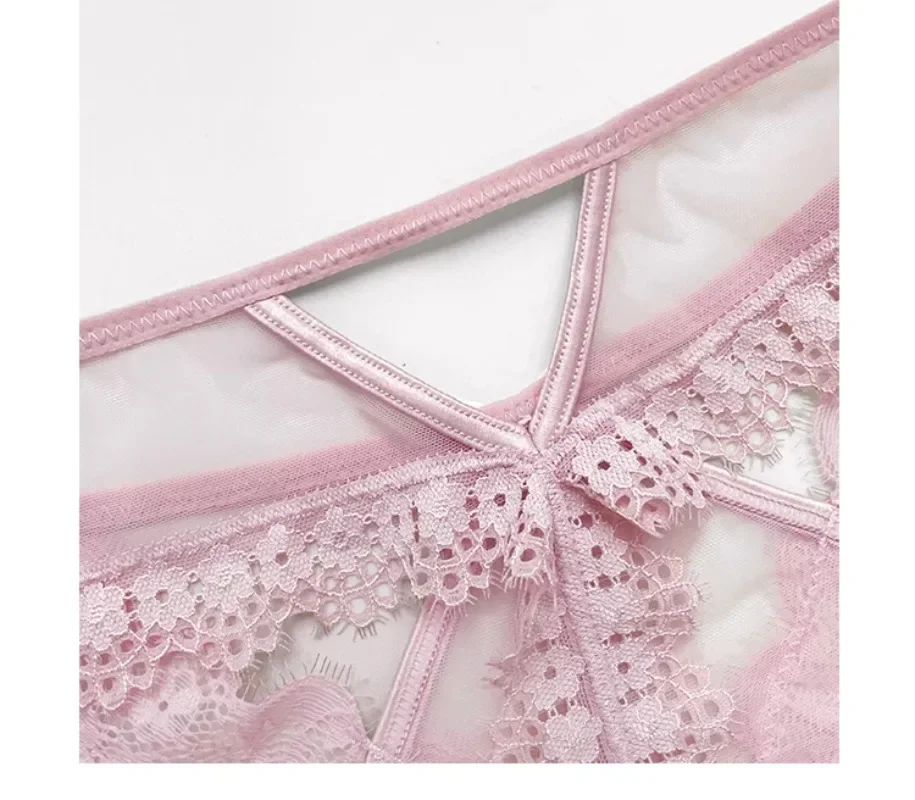 SP&CITY Lace Embrodiery Mesh Sexy Thongs Cotton Crotch Transparent Women\'s Underwear Beathable Seamless Hollow Out Panties