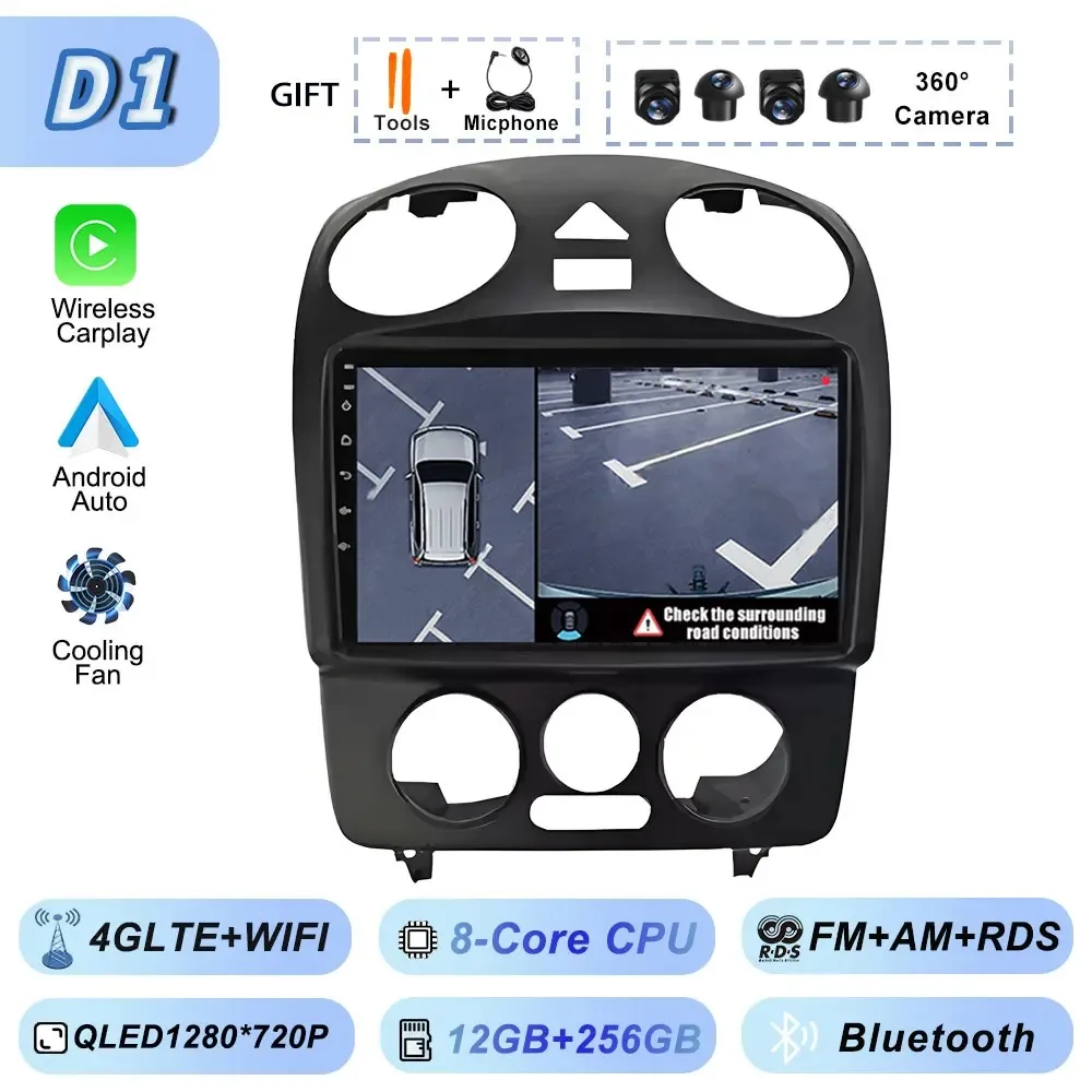 Carplay Auto Android Srereo Android 15 voor VW Volkswagen Kever 2000-2012 Auto Video Radio Multimedia GPS Navigatie Speler DVD