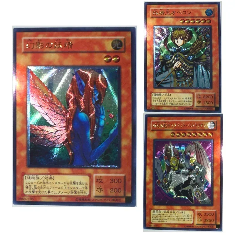 OCG Yu-Gi-Oh! DIY 3pcs/set Japanese Fairy King UTR Flash Collection Card Celebration Comic Kids Toy Card Game Toys Gifts