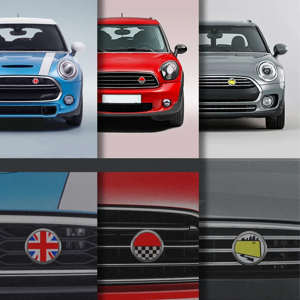 Image of Neu für MINI Cooper S JCW Countryman Clubman Metall 3D Frontgrill Emblem Abzeichen Auto Logo Außendekoration Zubehör Styling