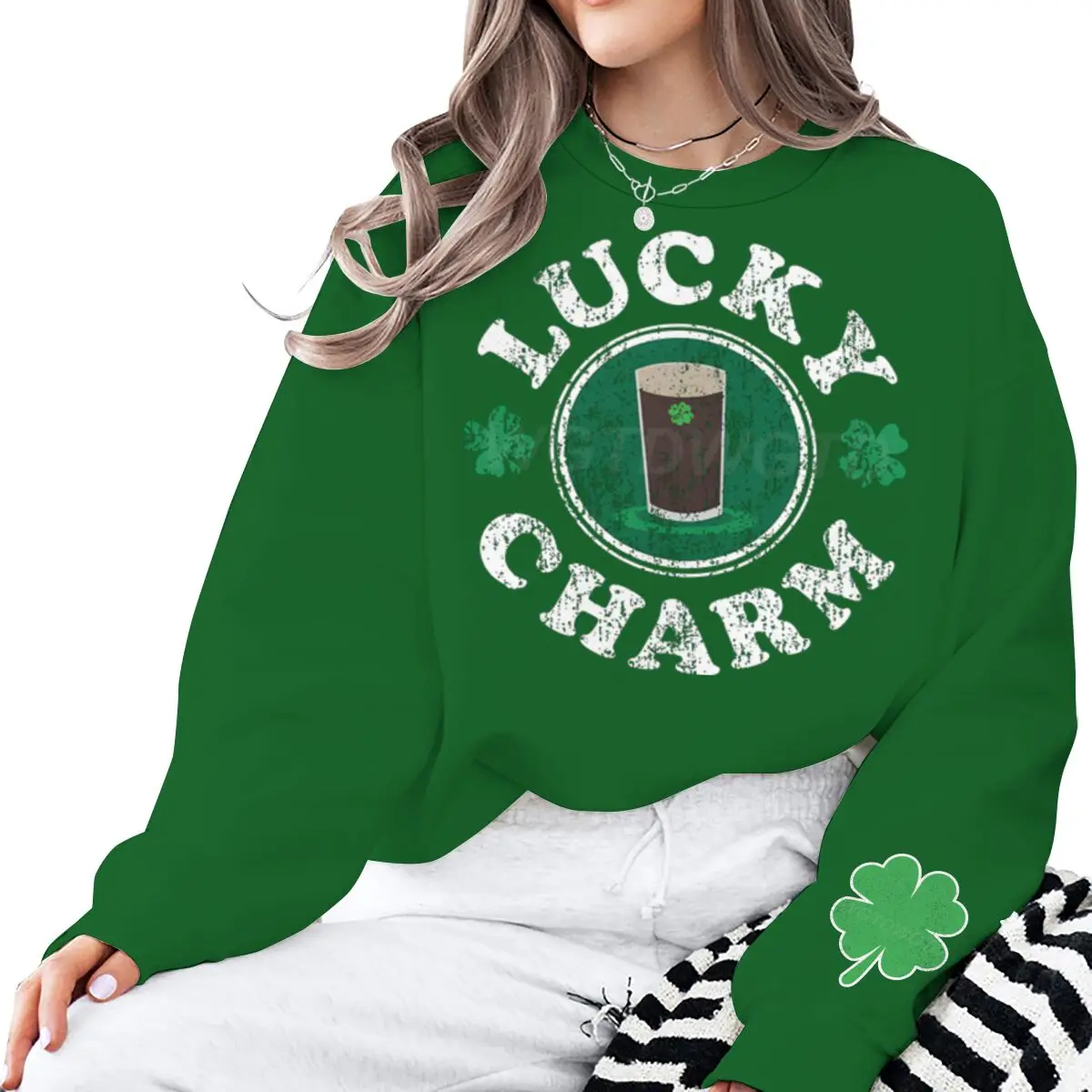 2026 St Patrick Day Sweatshirt for Women Men Lucky Charm Clover Sudaderas Long Sleeve Festival Vintage Style Unisex Pullover