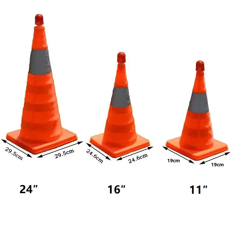 Telescopic Folding Barricades Warning Sign Reflective Oxford Traffic Cone With Light Traffic Facilities For Road Safety