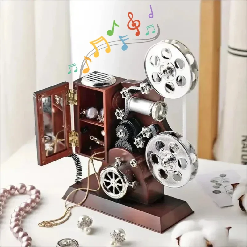 

Music Box Vintage Film Projector Typewriter Retro Style Bar Cafe Tabletop Ornaments Gift Home Decor Christmas Decorations 2024