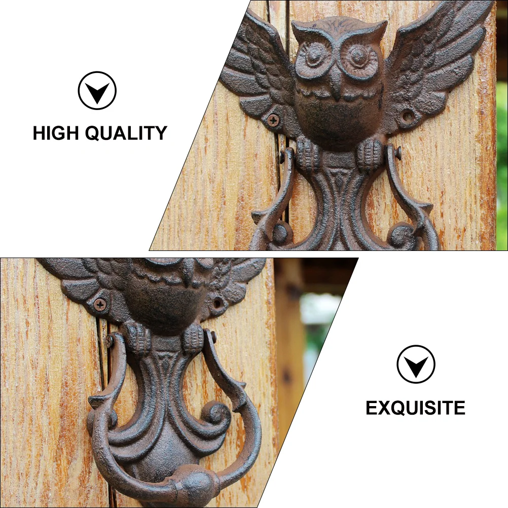 1 قطعة مطرقة الباب تصميم البومة قوي الحديد خمر مقبض الباب للأبواب النمط الصيني ديكور الحديقة الخارجية #5