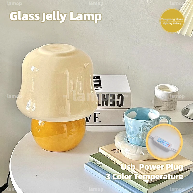 Murano Glass Bulb Base Jelly Table Lamp Adjustable Light Mode Creative Lamp For Reading Desk Guest Room Layout Decor