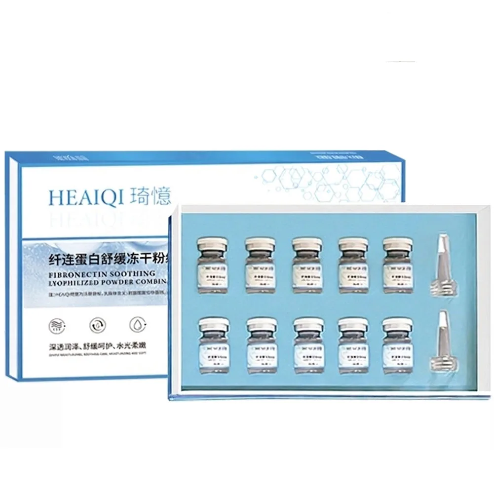 5 Pairs/Set Blue Copper Peptide & Fibronectin Freeze-Dried Powder Skincare Kit, Hydrating & Soothing Facial Essence Set