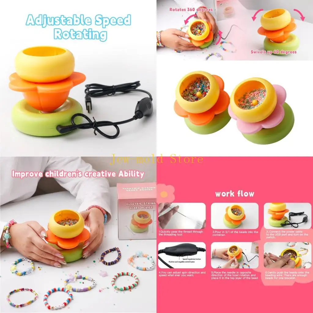 

Electric Beading Tool Jewelry Making Tool Threading Beads Device Craft Accessory Bead Spinners Bead Crafting Tool