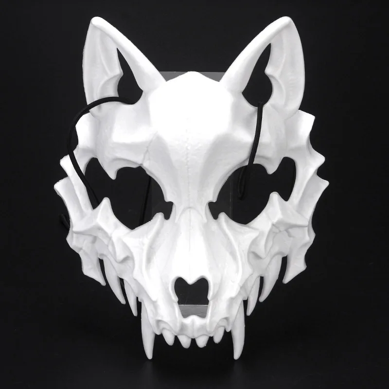 Halloween Mask Half-face Mask Cos Dragon God Fierce Tiger Night Fork Tengu Man Wolf Mask Performance Skull Masks