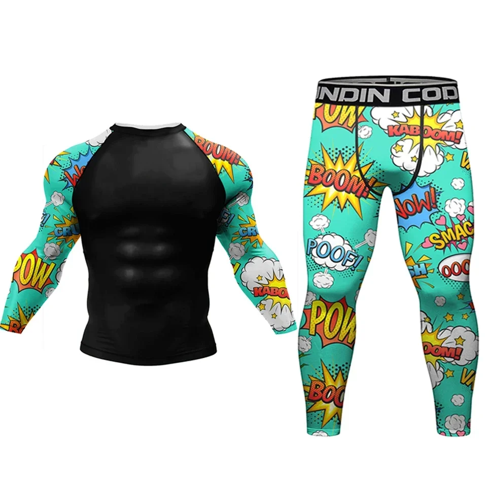 Heren Compressie Hardloopset Mma Boxing Bjj Rashguard Training Sportkleding Bodybuilding Fitness Gym Kleding Trainingspak