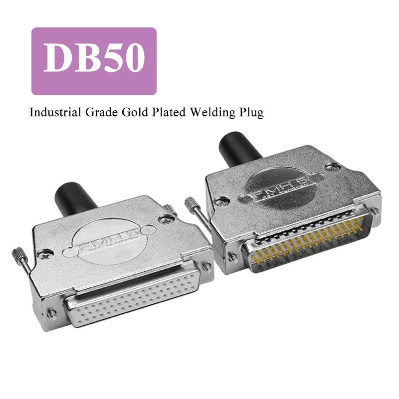 Gold Plated DB50 Soldering Connector Industrial Grade 3-Row Welding DB50 Plug DB 50-pin Metal Male Female Connectors