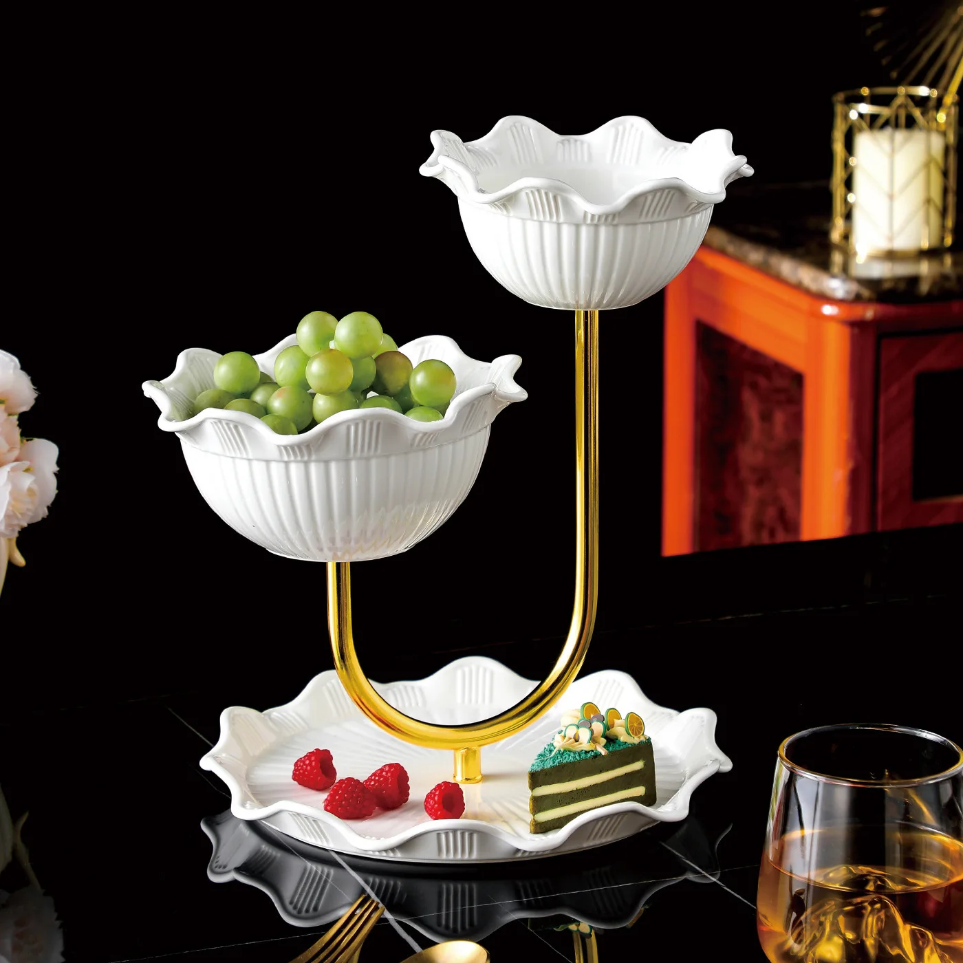 DSA fruit plate multi-layer snack living room candy snack shelf living room coffee table light luxury front desk candy plate