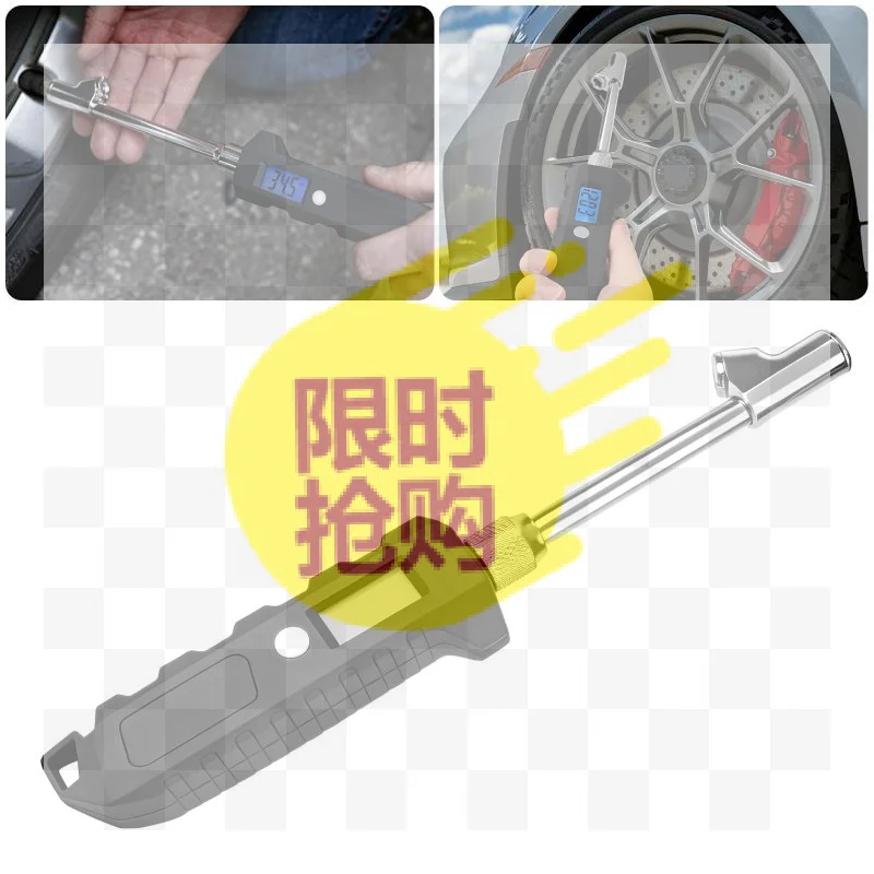 【CMO】Digital Display Truck Tire Pressure Gauge LCD Display Stainless Steel Digital Tire Pressure Gauge Blue Screen Display