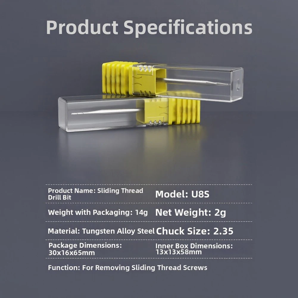for U8S 2.35mm Screw Extraction Tool Kit Carbide Alloy Drill Bit for DIY Electronics Repair and Miniature Device Servicing
