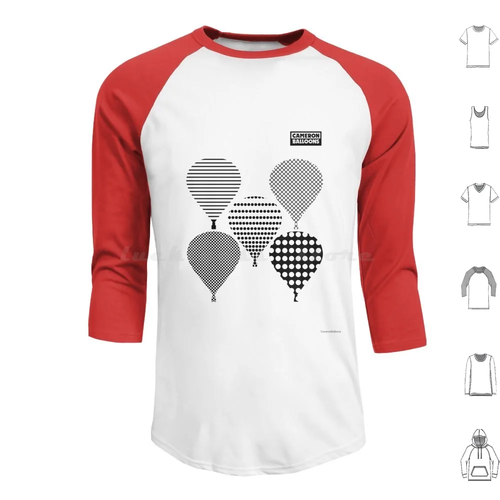 Spots , Checks , Dots And Stripes-Black Hoodies Long Sleeve Hot Air Balloon Geometric Balloons Abstract Polkadots