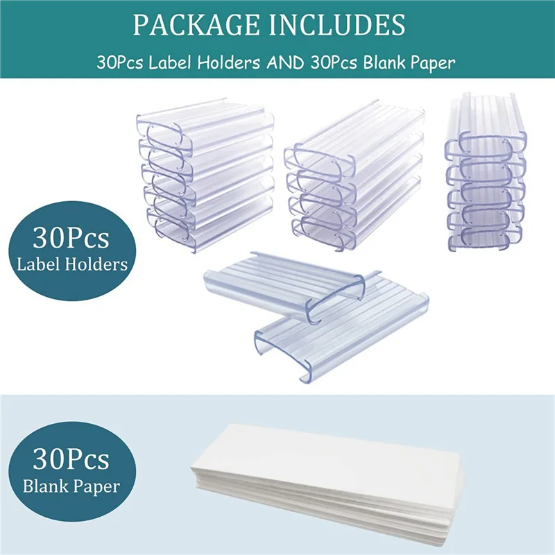 

N10R-Wire Shelf Label Holders, 120 Pack Plastic Wire Shelf Label Clips With Label Paper Removable Wire Rack Label Holder