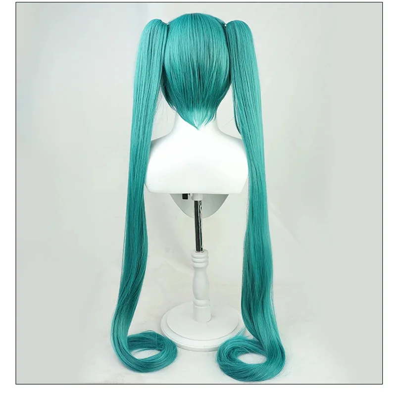 

aaa12 3New ReadySteady Miku Wig Green 120cm Long Clip Ponytails Heat Resistant Synthetic Hair Game Anime Cosplay Wigs +