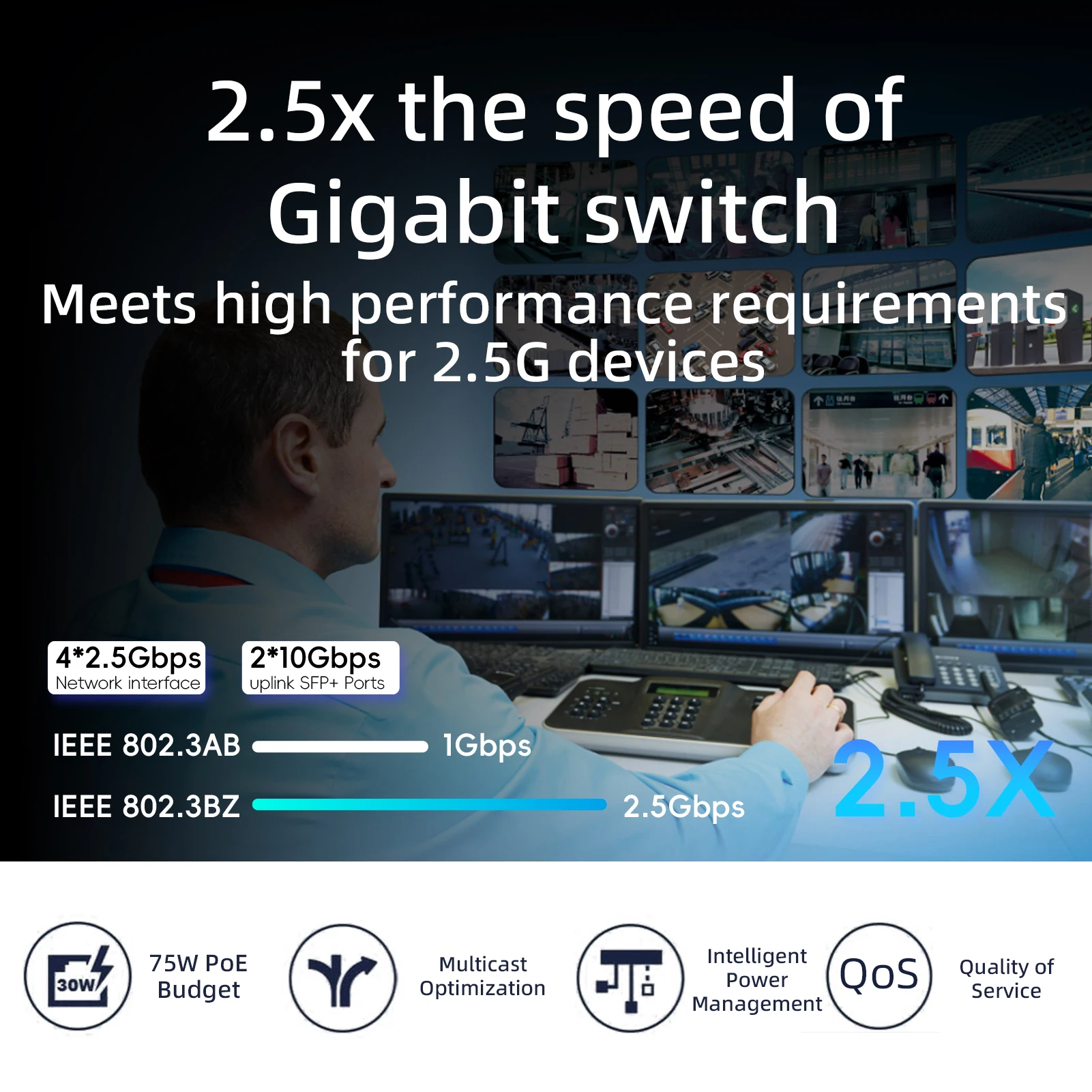 Imagem -02 - Xikestand-switch Ethernet de Rede Desbloqueado Hub Plug And Play Portas 2.5g Poe Rj45 Portas 10gbe Sfp Mais Uplink