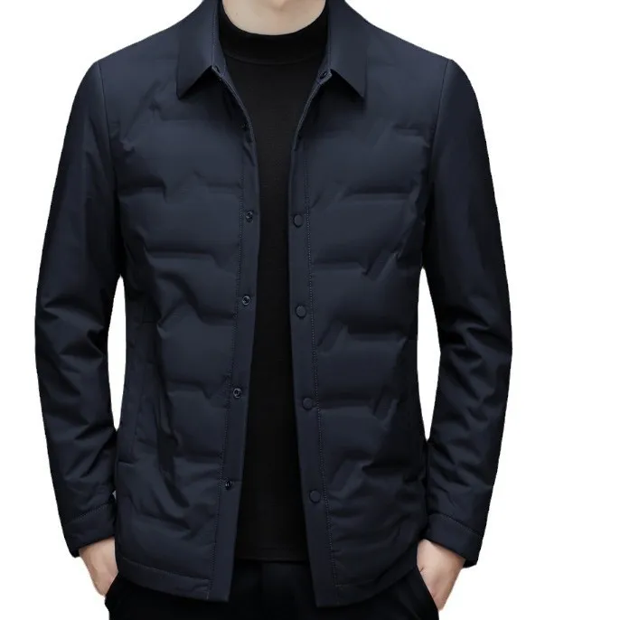 2026 Men's Thin, New, White Duck Down Warm Business Lapel Jacket