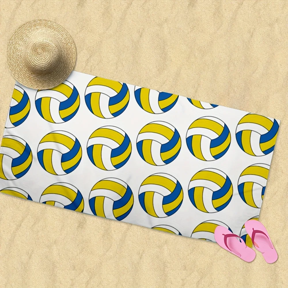 Volleyball-Themed Quick-Dry Beach Towel Lightweight, Absorbent Perfect for Outdoor Adventures Camping, Swimming