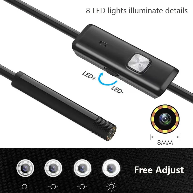 Imagem -02 - Câmera Subaquática hd para Telefone Android Otg Endoscópio mm Câmera da Serpente da Inspeção Ip68 Impermeável com Luzes Led tipo c