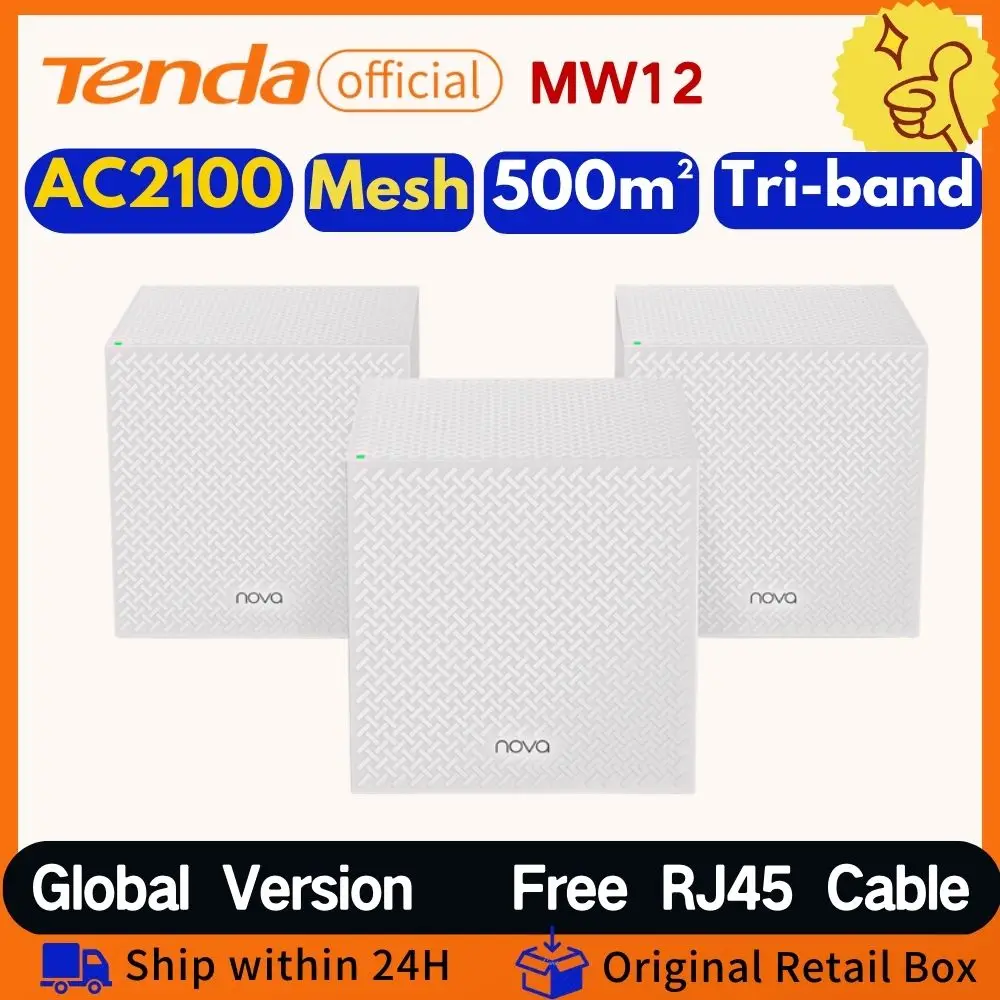 Tenda-enrutador WIFI de malla AC2100 /AC1200, enrutador Gigabit inalámbrico de doble banda de 2,4 y 5Ghz, extensor de rango, versión Global