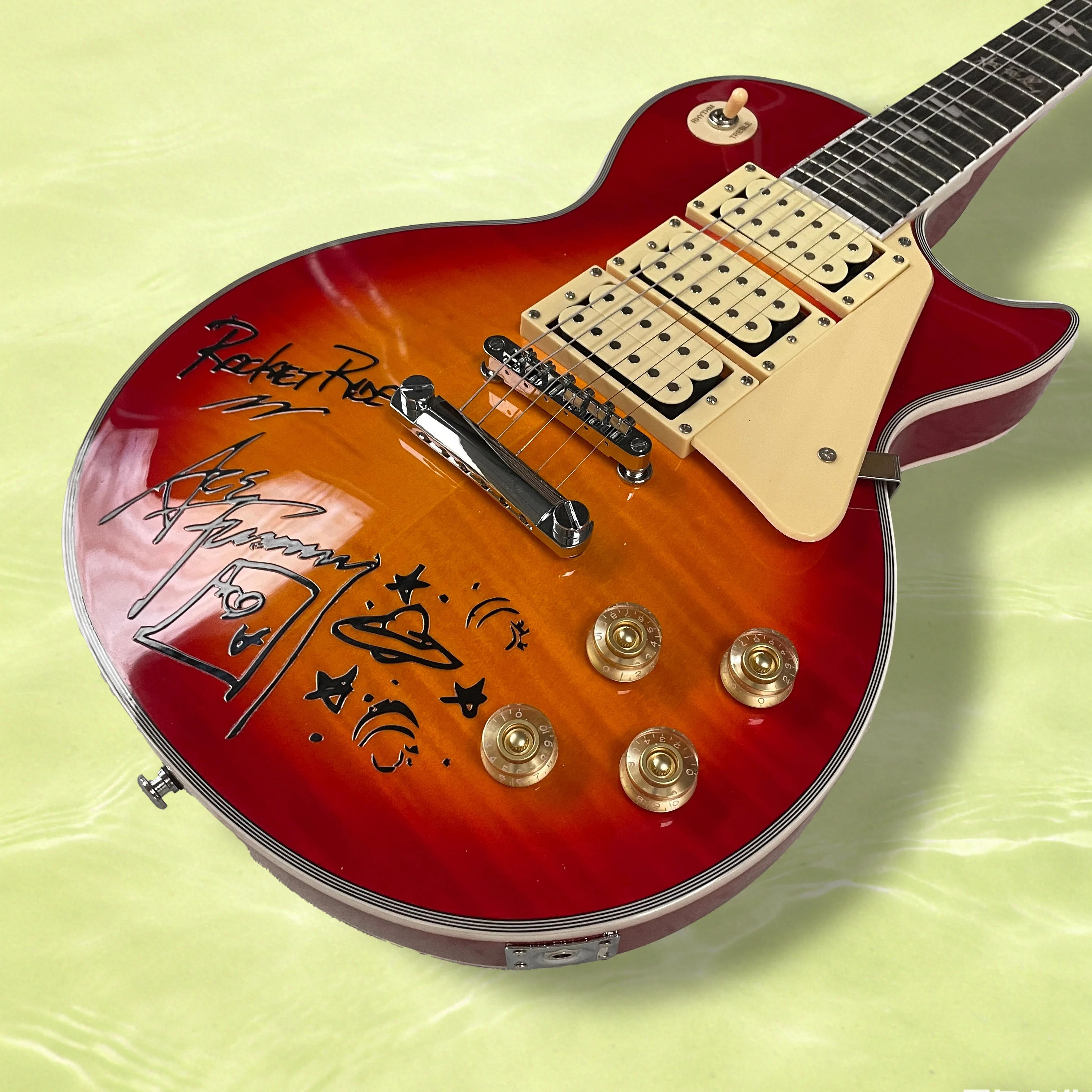 

Электрогитара шестиструнная, классический стиль, с пикапами HHH, фиксированным креплением, накладкой из палисандра, хит продаж, на заказ