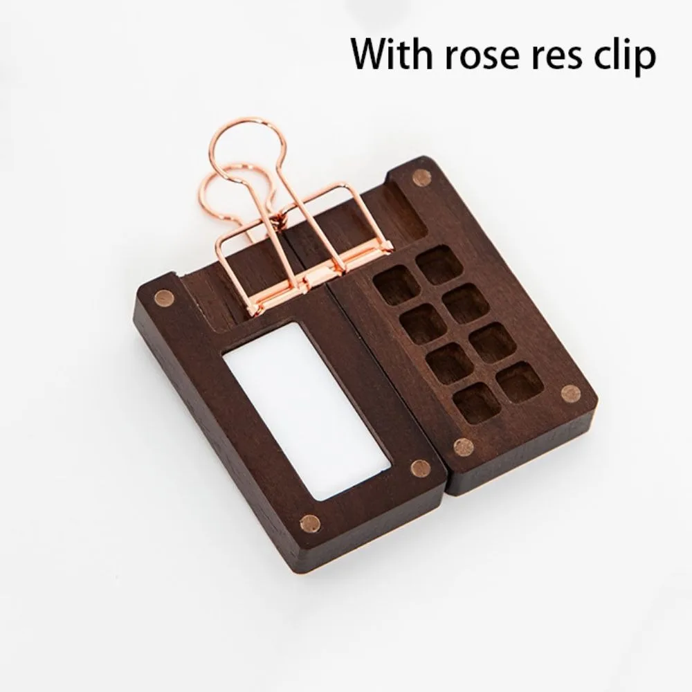 Empty Box Mini Watercolor Paint Palette Black Walnut Wooden Wooden Paint Empty Box Portable 8 Grid