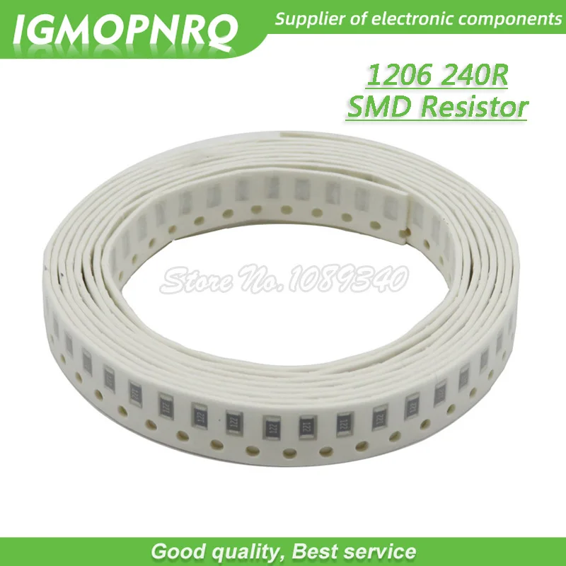 100PCS 1206 SMD Resistor 1% 240 ohm chip resistor 0.25W 1/4W 240R 241 IGMOPNRQ