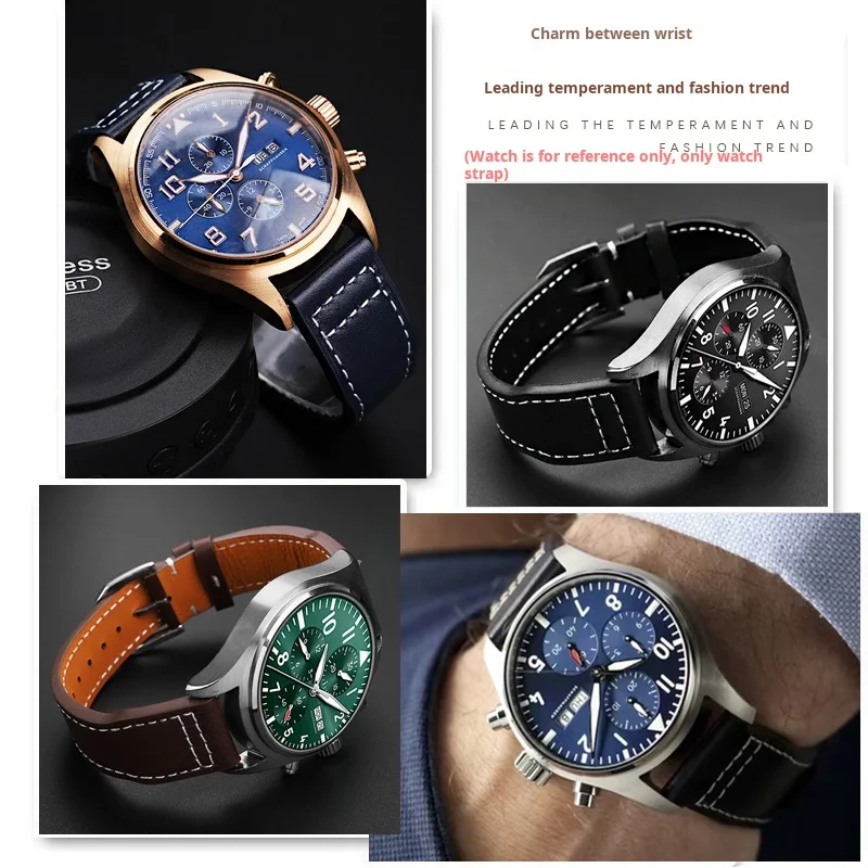 For Iwc IW378003 378005 377709 500916 Pilot Princekin Mark Wrist Band Men\'s Watchband 20mm 21mm soft Genuine Leather Watch Strap