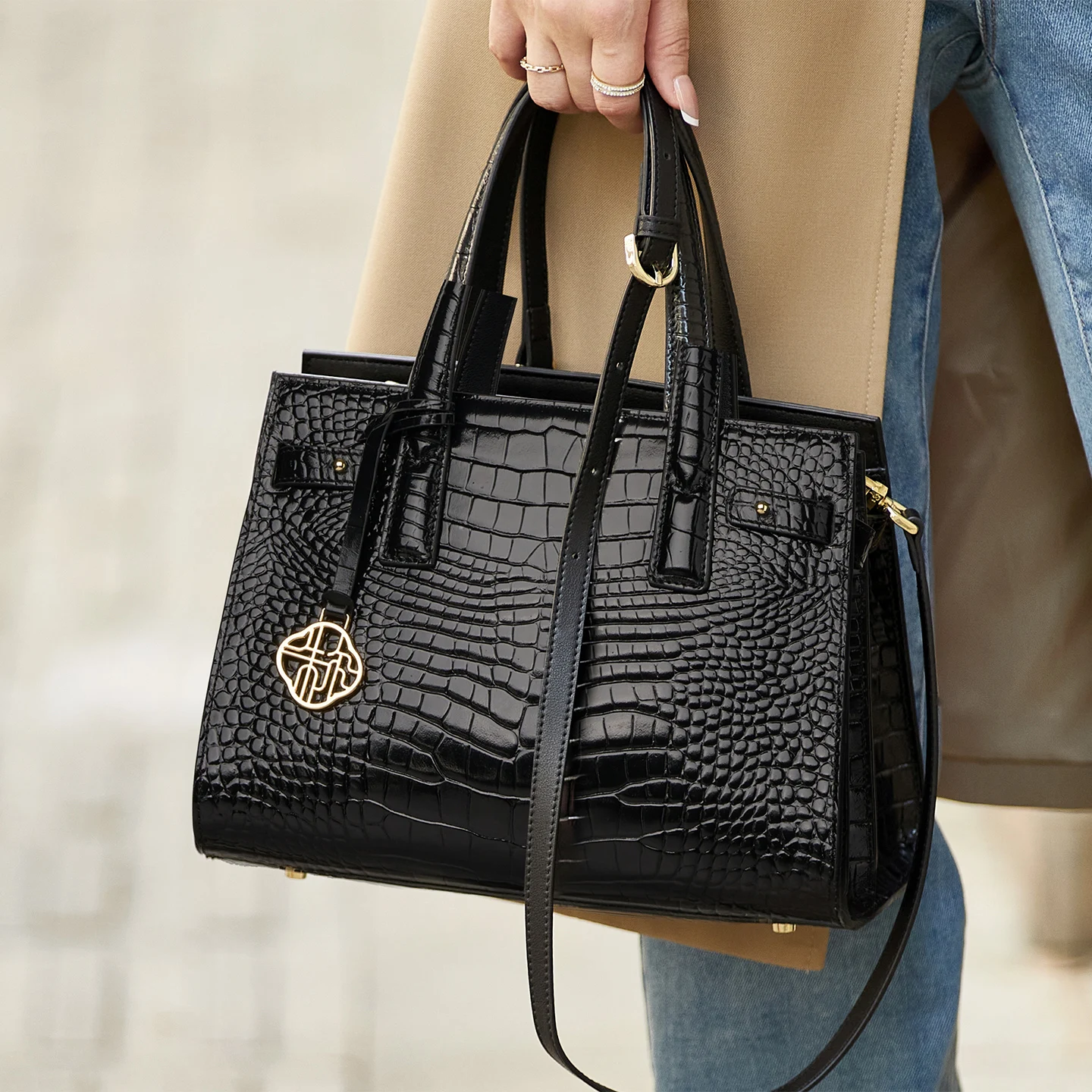 

2026 New Luxurious Women Leather Bag ZOOLER Cow Leather Handbag Handmade Shoulder Bag For Mother Black Color Handbag#YC667