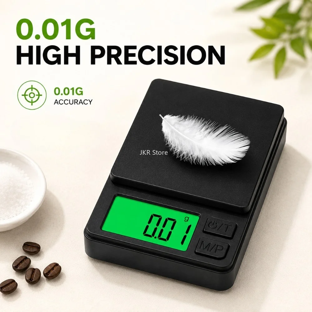 Portable Gram Jewelry Scale 1000g 0.01g Digital LCD Pocket Weight Balance for Food Kitchen Lab Travel Measuring Tool