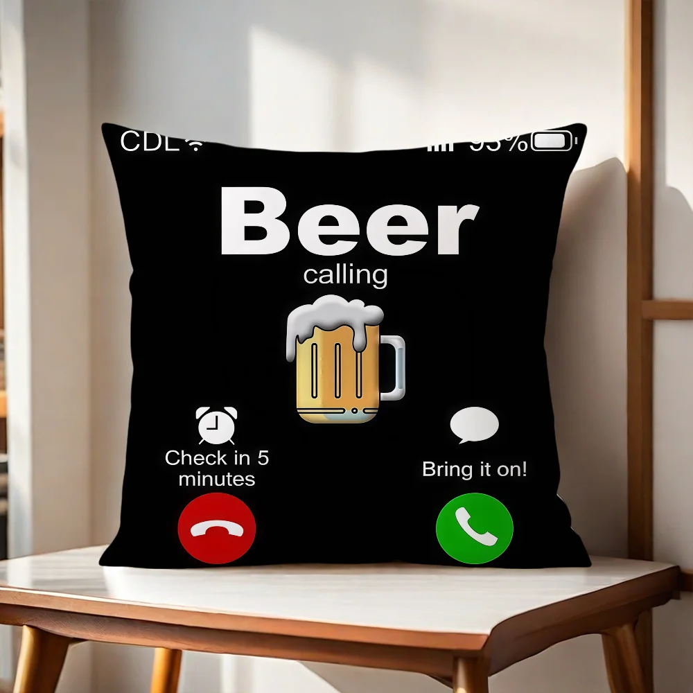 Beer Call Reject Accept Phone Icon cushion cover Pillow Cover Home Sofa living Room Office Coffee Shop Car PillowCover