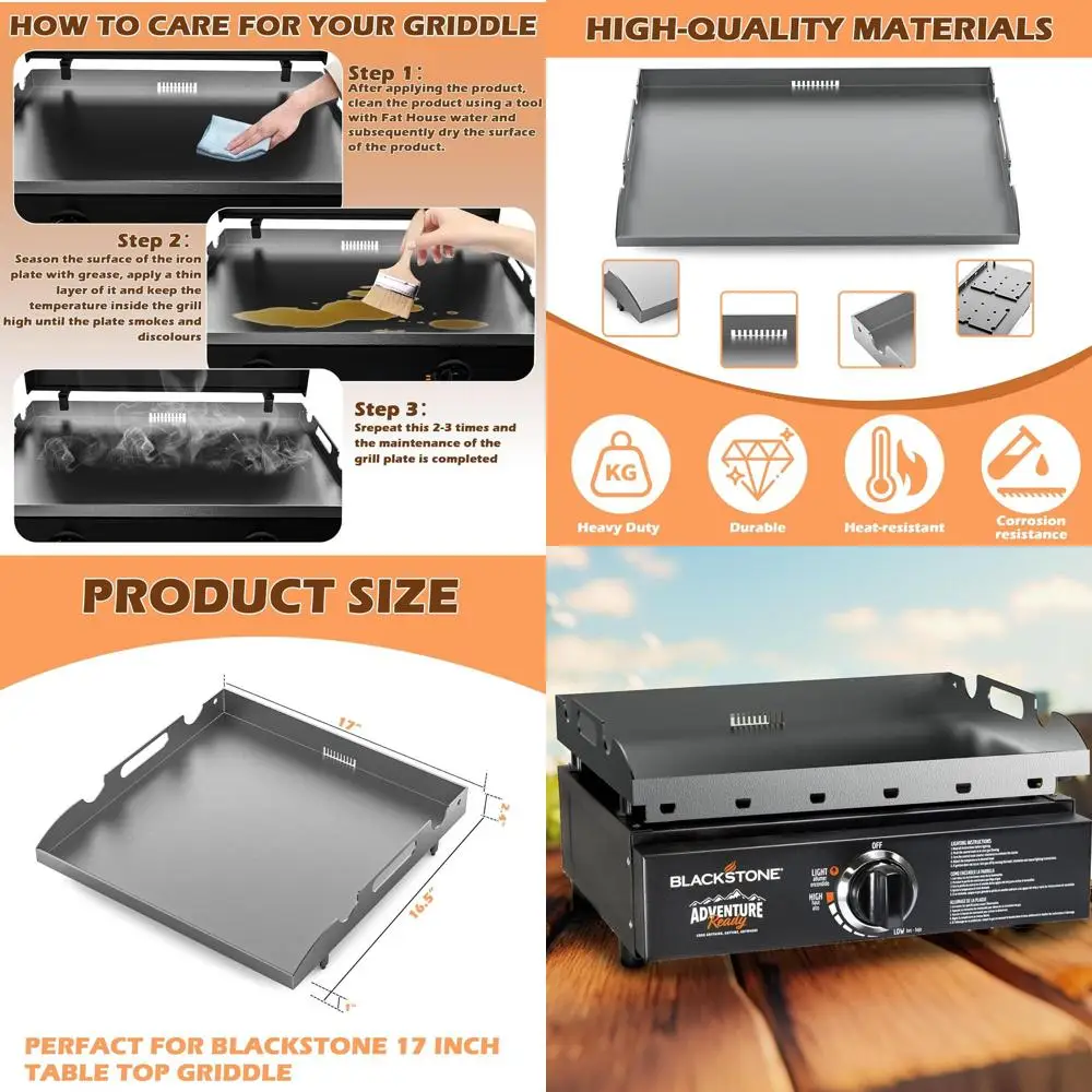 

Модернизированная стальная верхняя часть гриля 17 для Blackstone 1819/1832, грили с плоской вершиной и задним сливом смазки