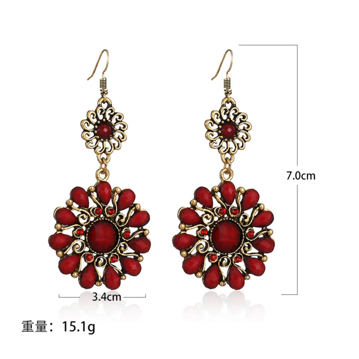 Multi-layer round small sun earrings European and American national style personality earrings temperament diamond-encrusted