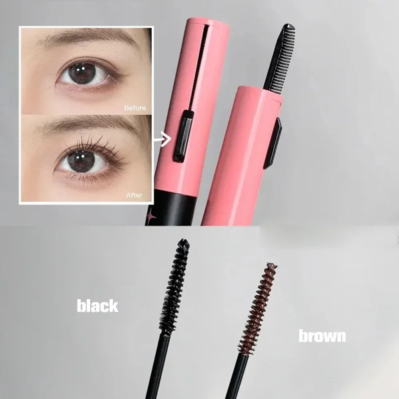 Mascara lungo affascinante a doppia estremità Nero/Marrone Arricciatura naturale Primer per ciglia impermeabile e resistente al sudore a lunga durata
