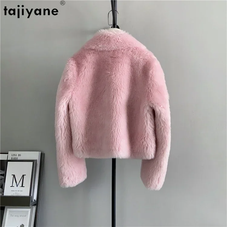 Tajiyane kurze Wolle Mäntel für Frauen Winter Herbst elegante Schaf Scher jacke Mode Pelzmantel Jaqueta Feminina