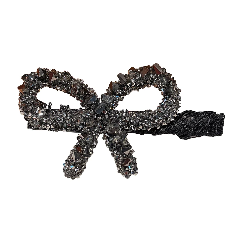 New Crystal Sequins Bow Hair Clips Pins For Women Black Shining Rhinestone Hairpins Diamond Party Jewelry Hairclips Barrettes